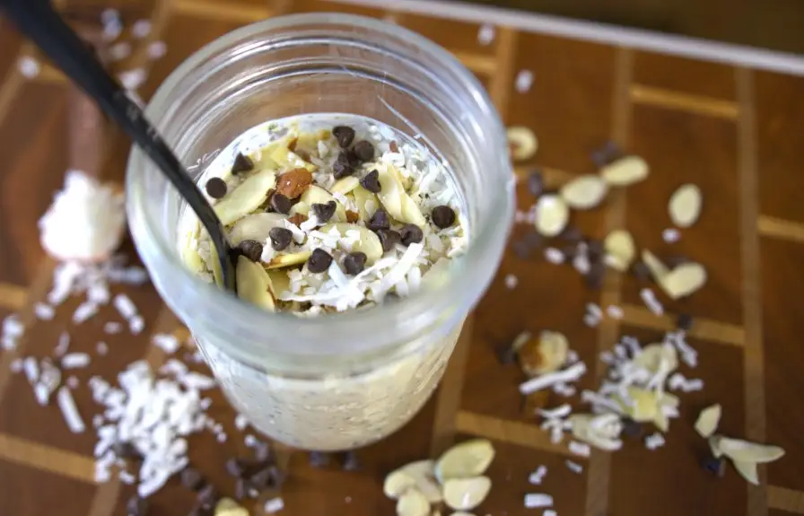 High-Protein Almond Joy Overnight Oats